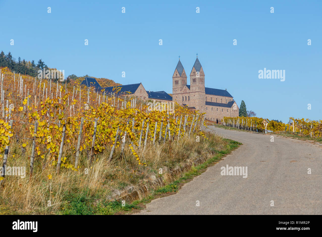 Abbaye Eibingen (Abtei St. Hildegard) près de Rüdesheim am Rhein, Allemagne. Banque D'Images