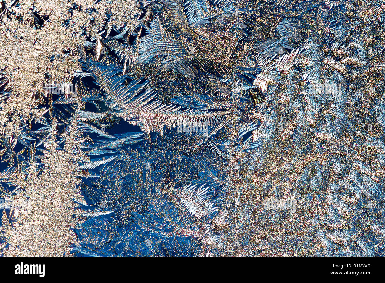 Fond d'hiver, le givre sur la fenêtre Banque D'Images