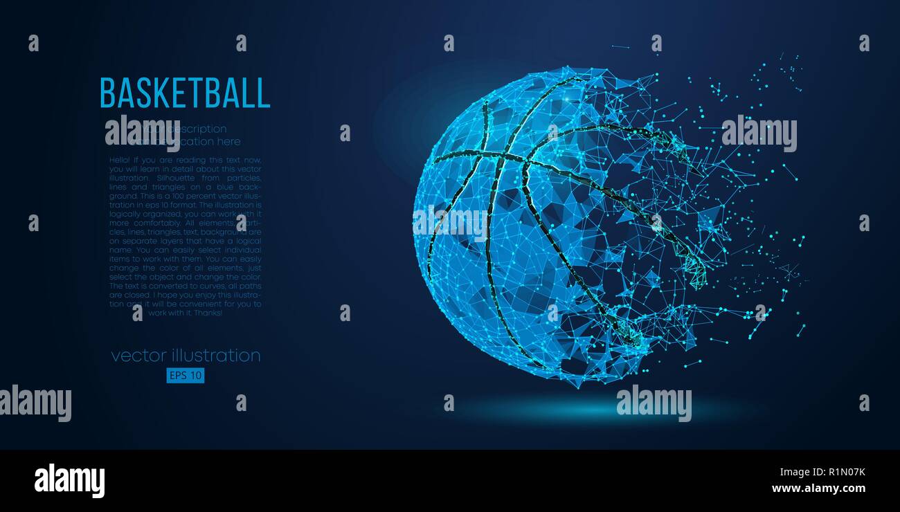 Basket Ball Résumé à partir de particules, des lignes et des triangles sur fond bleu. Tous les éléments sur une des couches distinctes, la couleur peut être modifiée pour tout autre en un clic. Vector illustration Illustration de Vecteur
