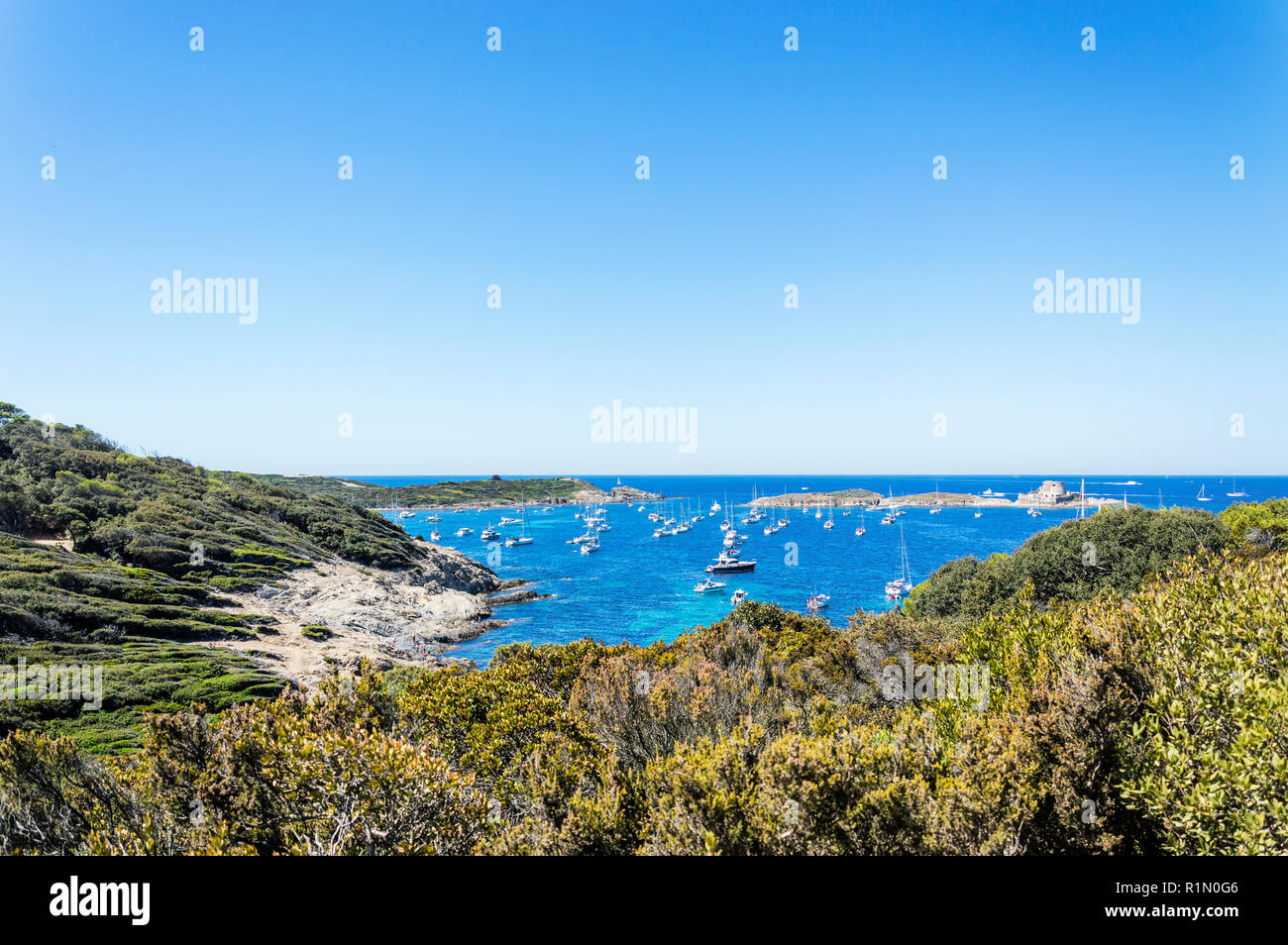 Le littoral à l'été l'île de Porquerolles Banque D'Images