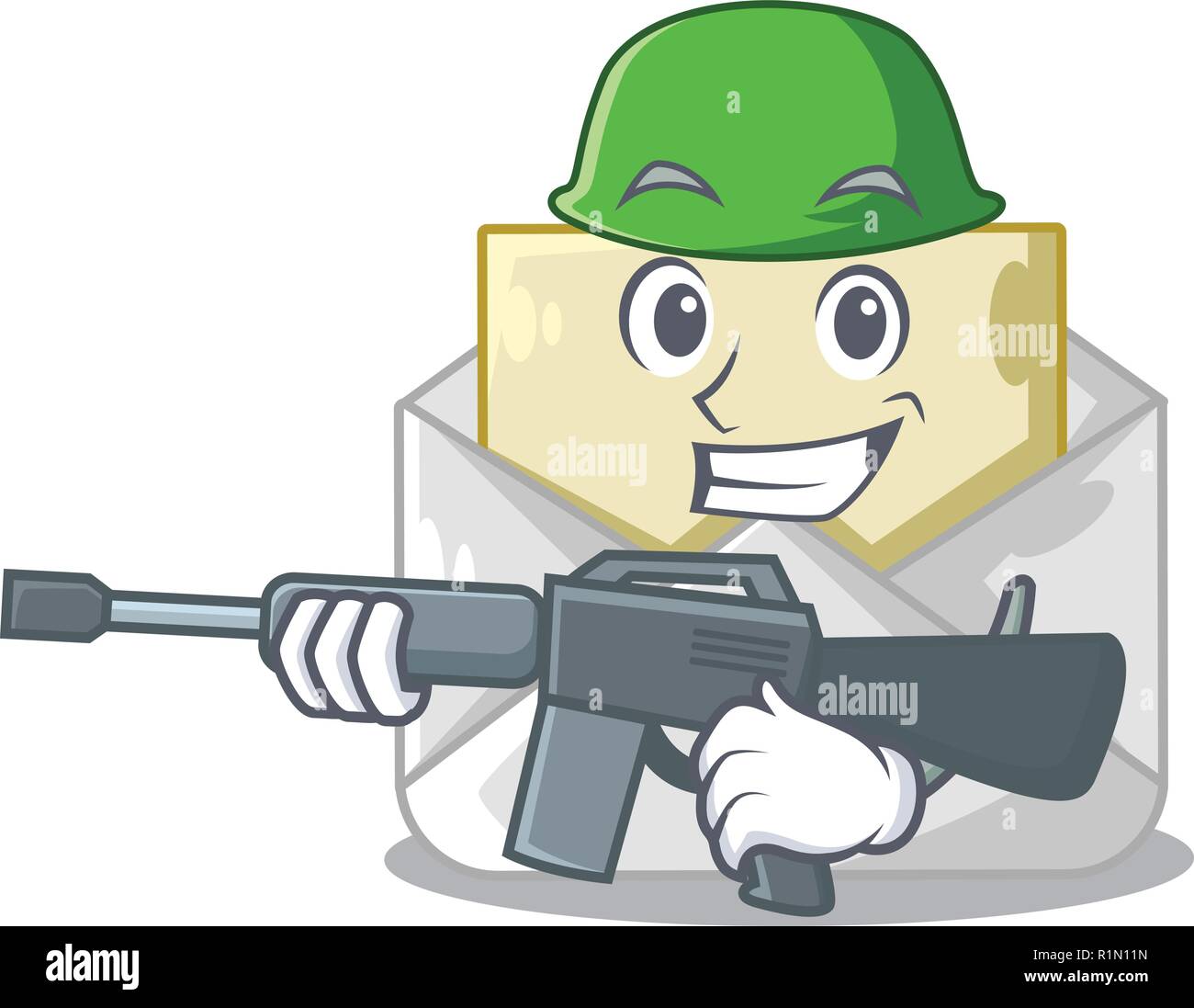Ouvert et fermé de l'Armée de terre en forme d'enveloppes cartoon Illustration de Vecteur