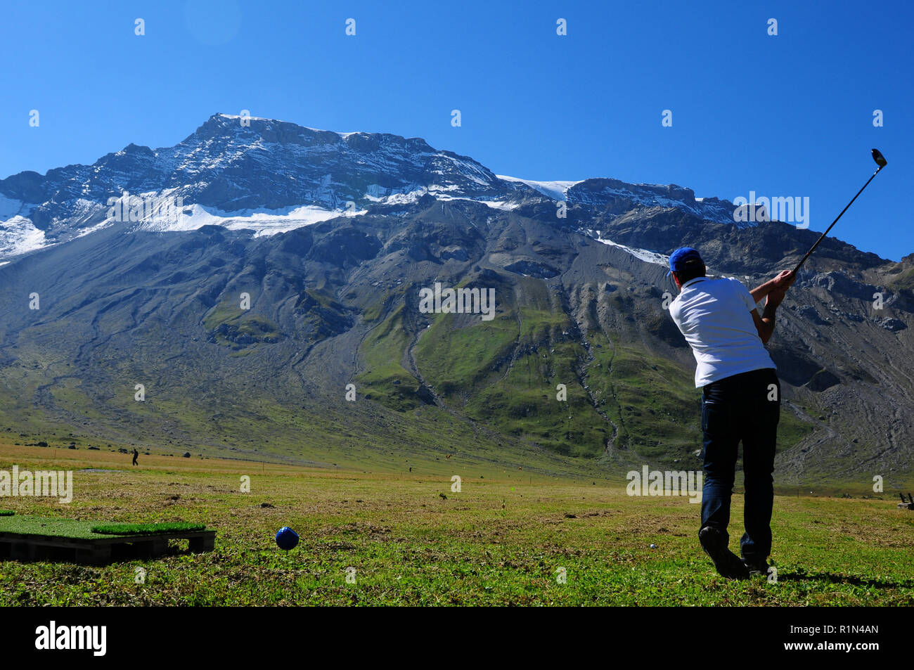 Mountain Golf Turnier à l'Engstligenalp près d'Adelboden, dans l'Oberland bernois Banque D'Images