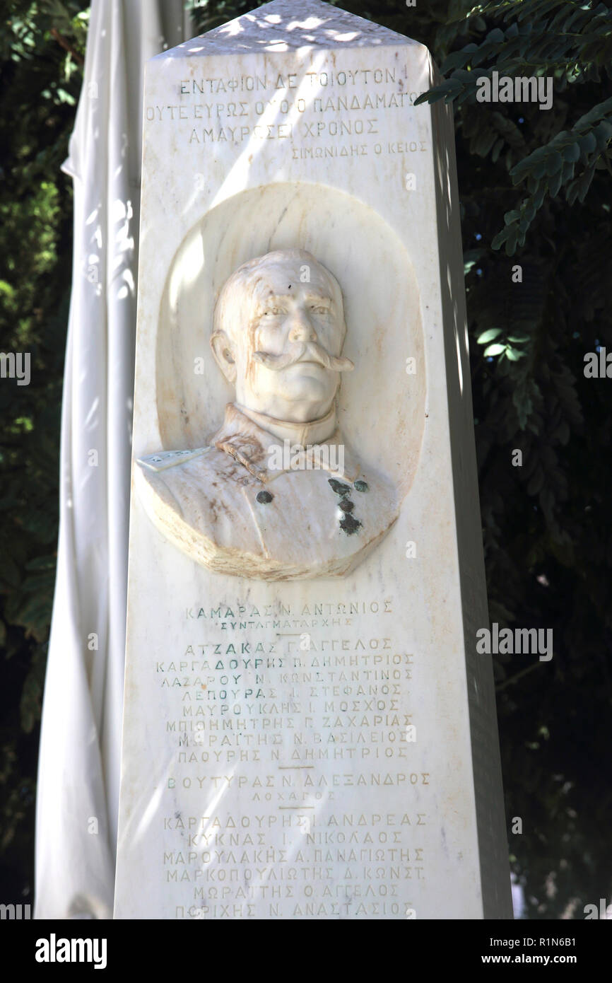 L'île de Kéa Grèce Ioulidha Monument de la Première Guerre des Balkans 1912- 1913 Banque D'Images