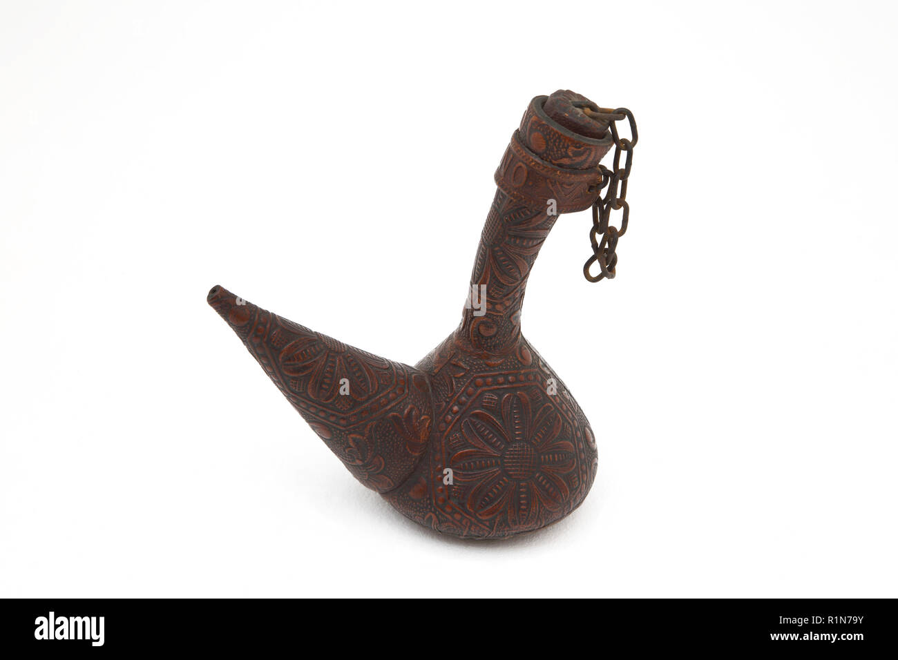 Vintage Cuir Espagnol Porron Banque D'Images