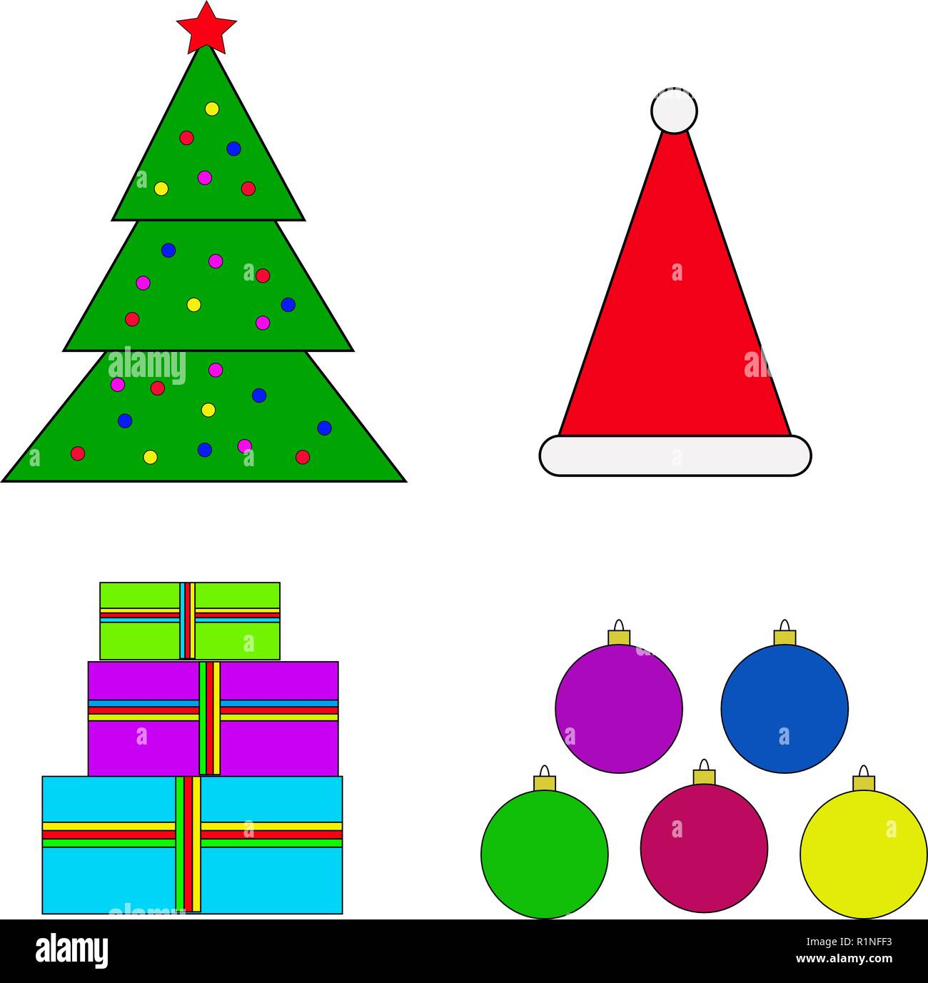 Noël Nouvel an ensemble d'éléments de couleur 4 Illustration de Vecteur