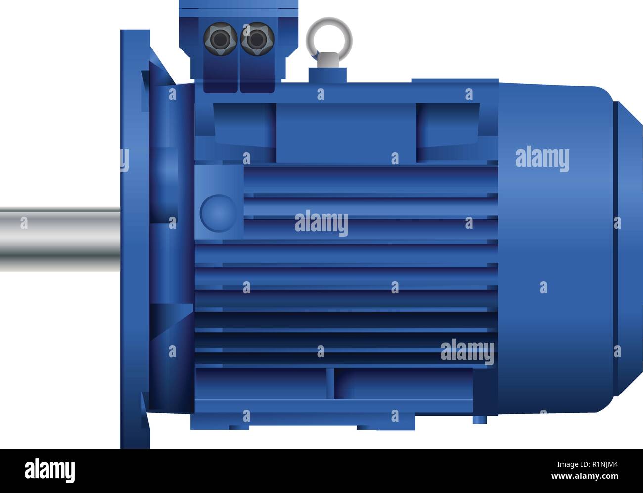 Moteur électrique industriel vue isométrique Icône réaliste - Éléments bleu sur la répétition de symbole d'Orange Fond d'électricité Illustration de Vecteur