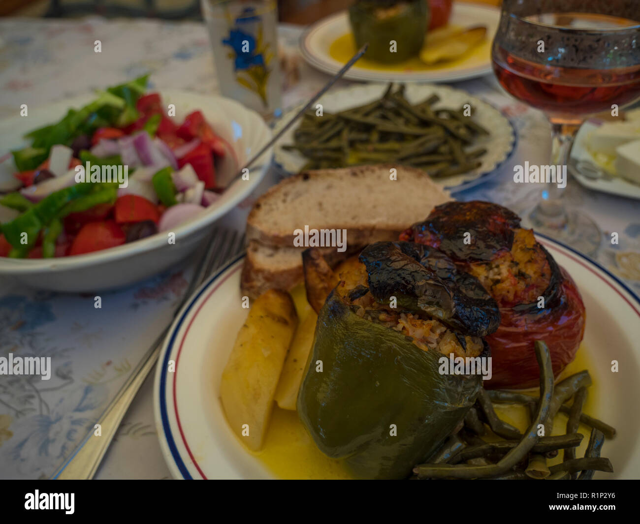 La cuisine grecque traditionnelle Banque D'Images