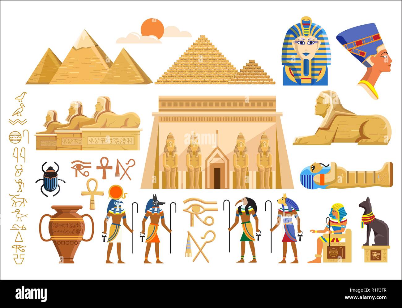 Symboles culturels de l'Egypte ancienne Illustration de Vecteur