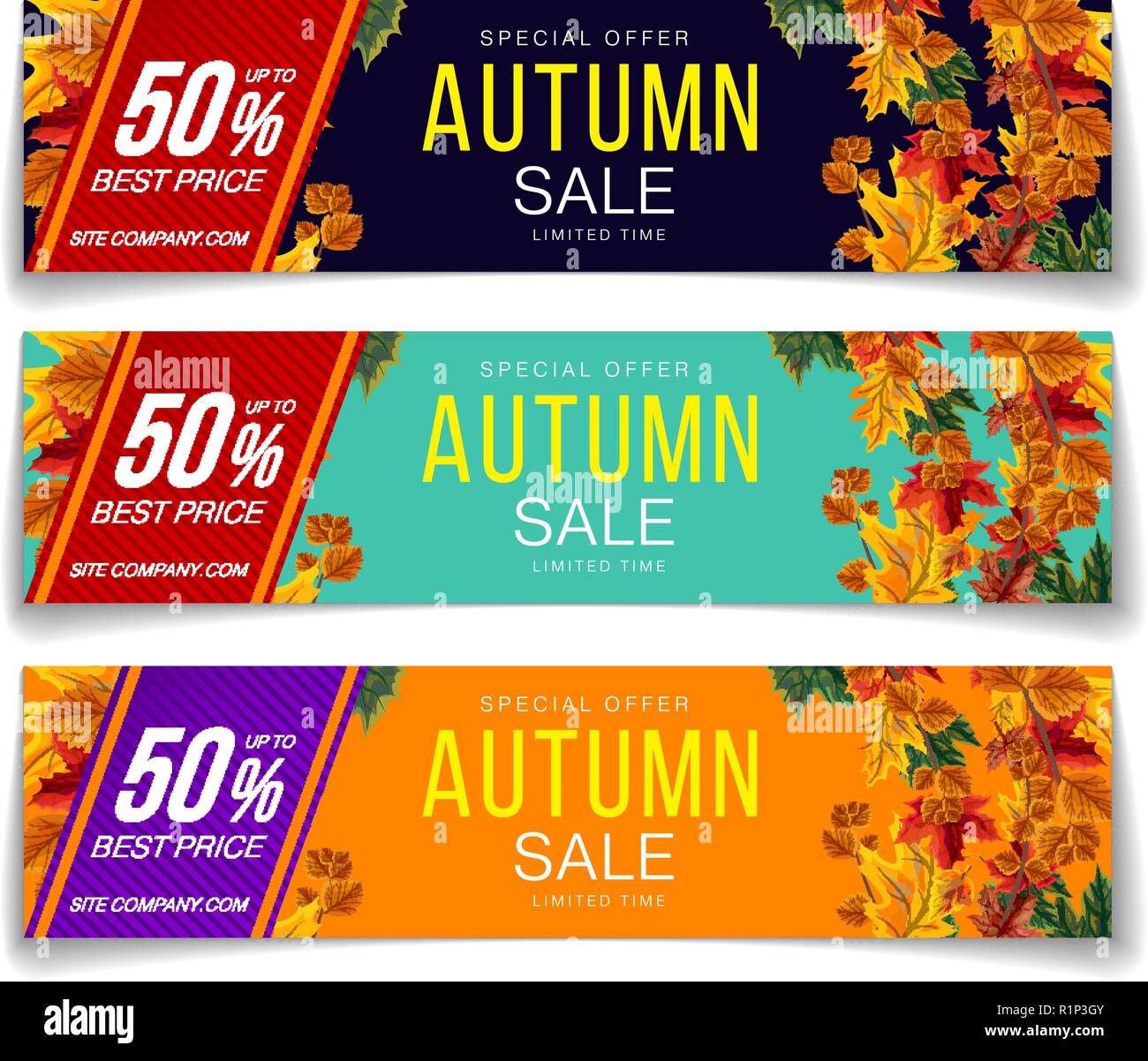 Ensemble d'automne vente coupons Illustration de Vecteur