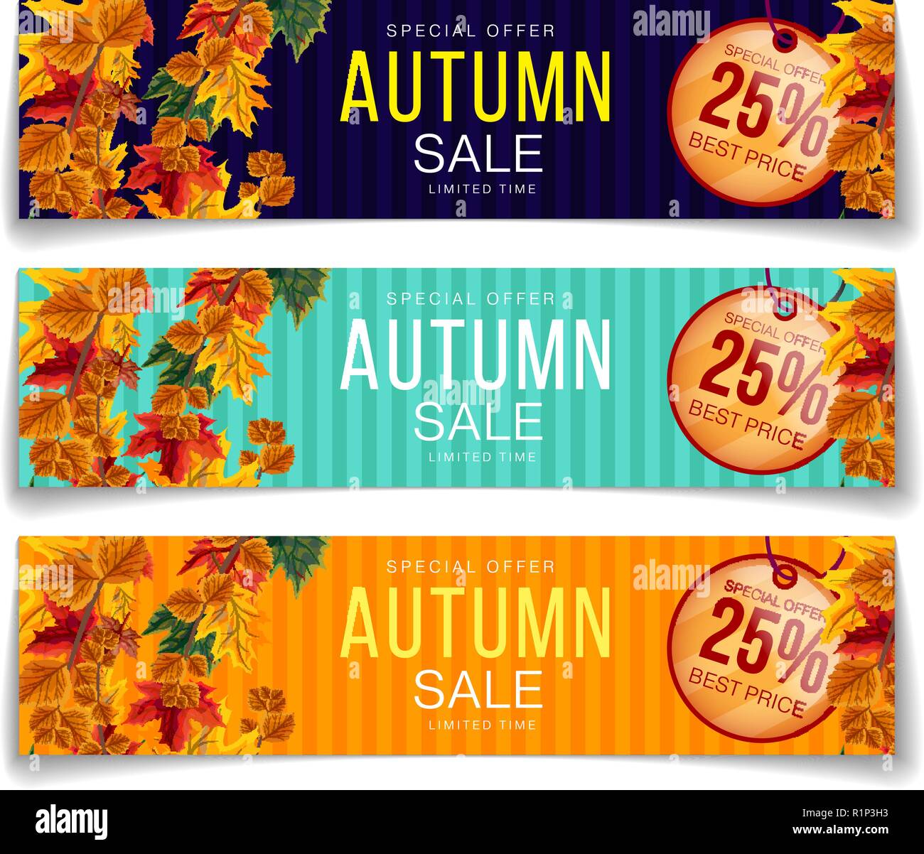 Des coupons pour la vente d'automne lumineux promotion Illustration de Vecteur