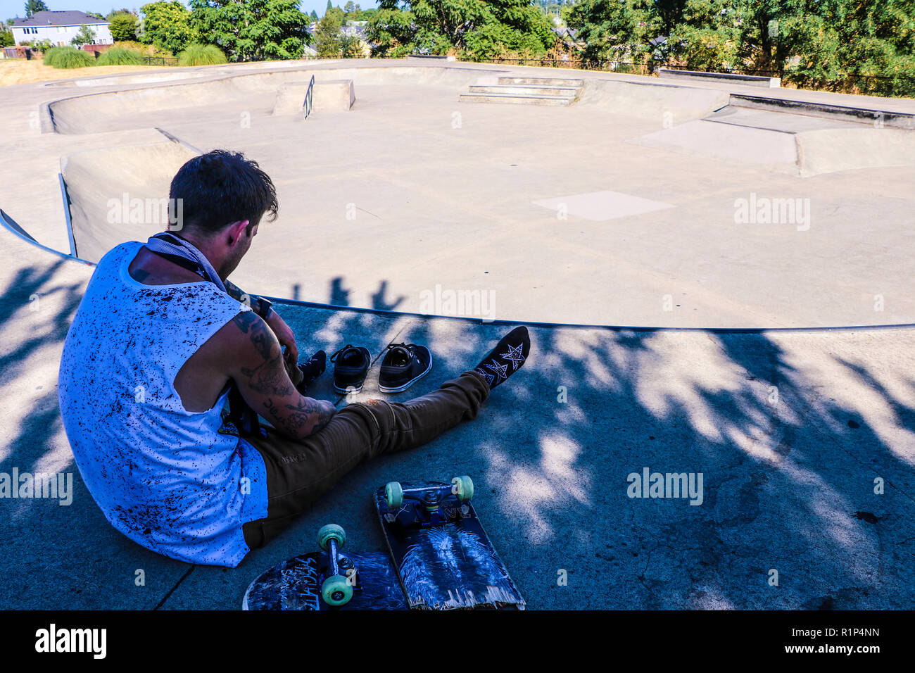 Skateboarder vétéran Banque D'Images