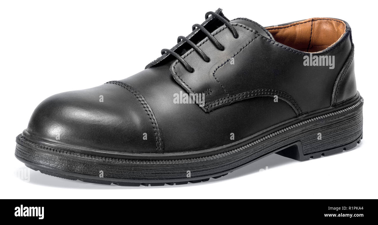 Black Lace-up dans des chaussures en cuir blanc retour à l'ombre Banque D'Images