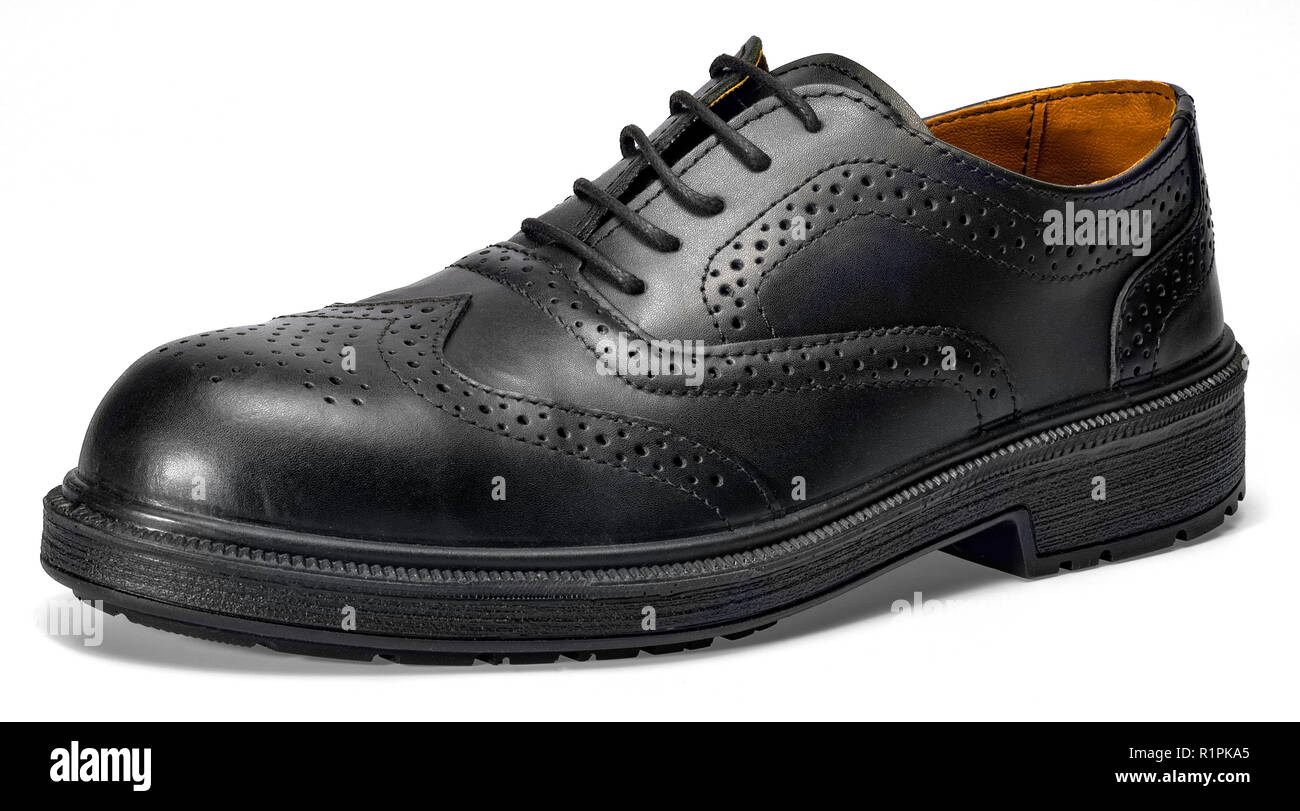 Black Lace-up dans des chaussures en cuir blanc retour à l'ombre Banque D'Images