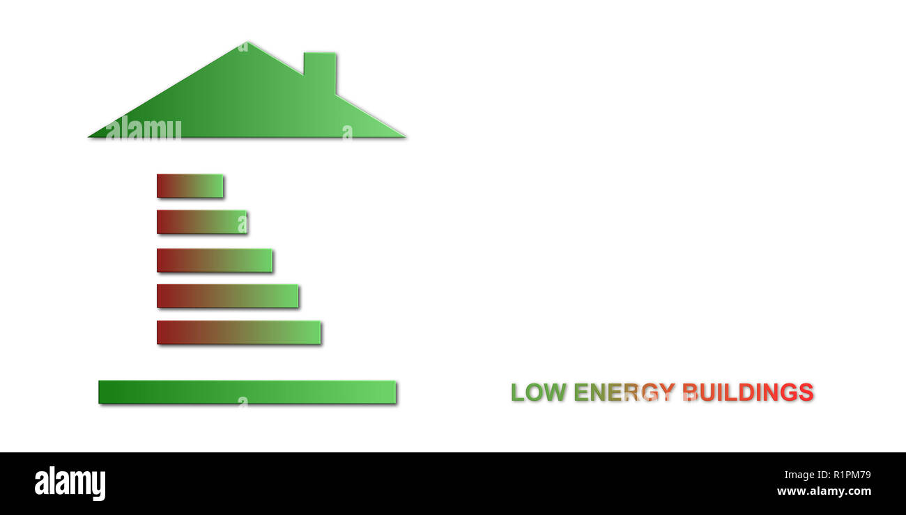 L'efficacité énergétique des maisons et bâtiments toile concept illustration Banque D'Images
