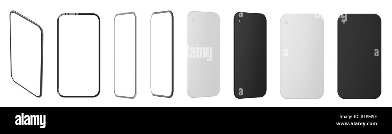 Le rendu 3d écran blanc téléphone mobile sur fond blanc Banque D'Images