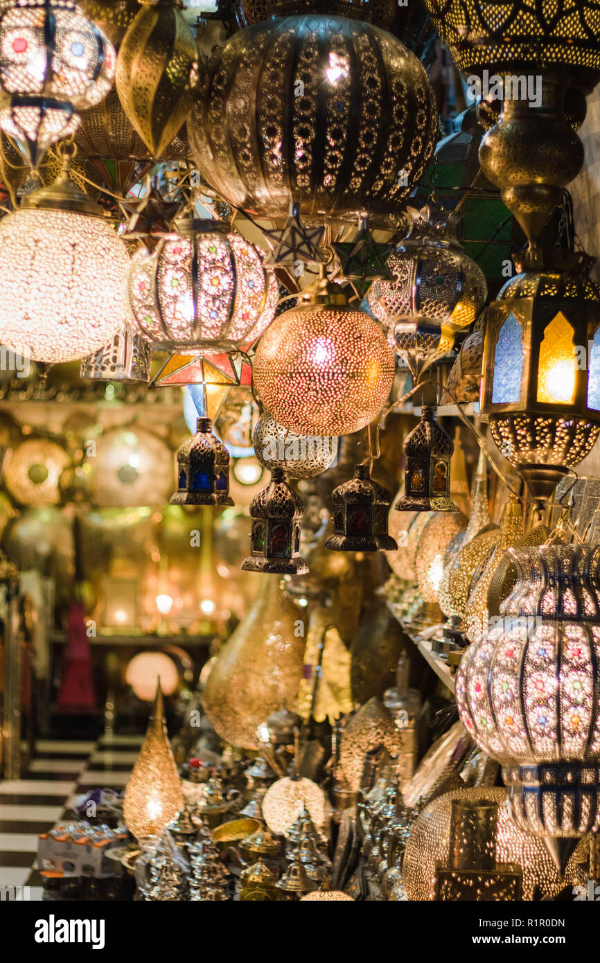 Les souks de Marrakech, Maroc Banque D'Images