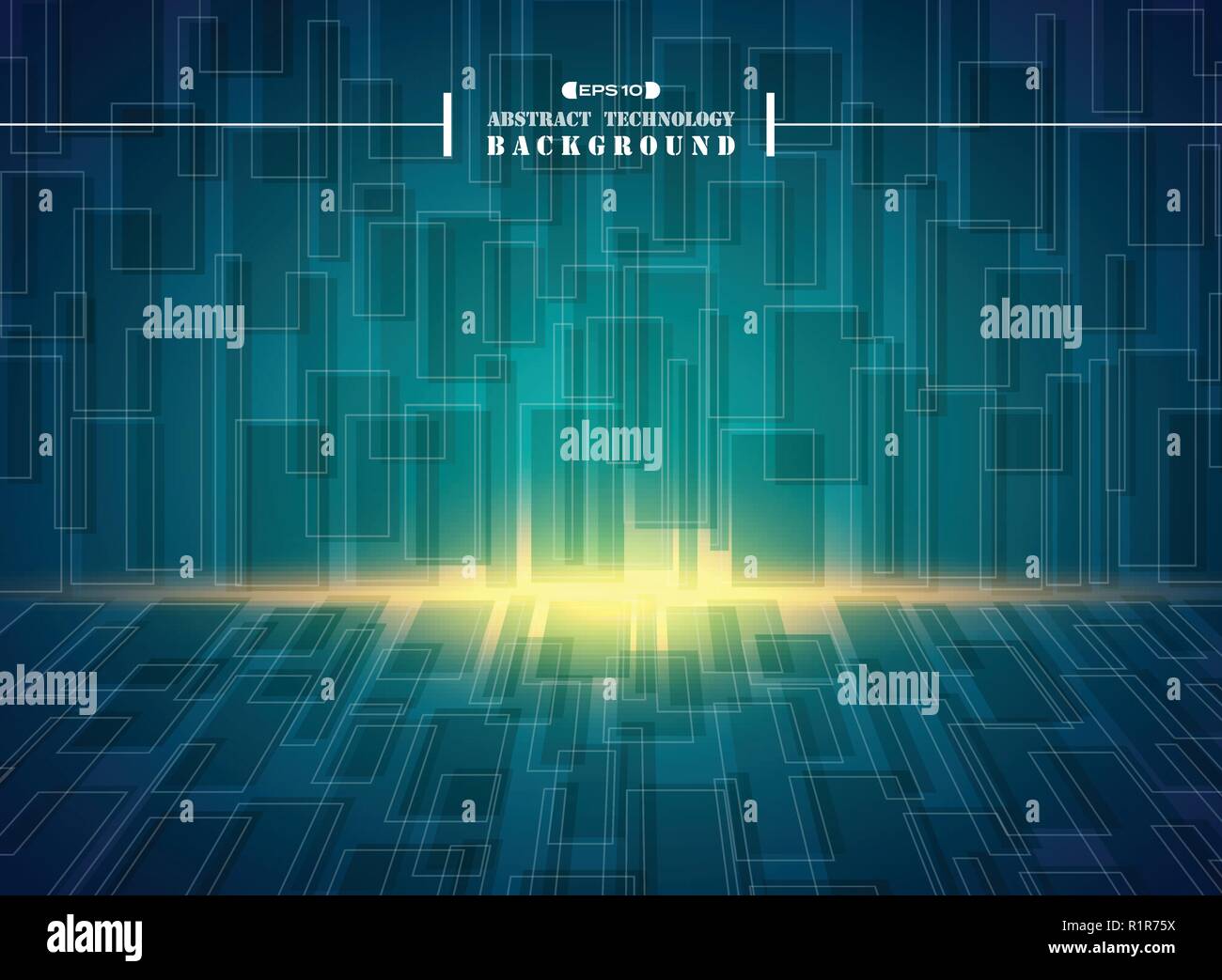 Abstract of futuristic hi tech blue square motif géométrique background, vector eps10 Illustration de Vecteur