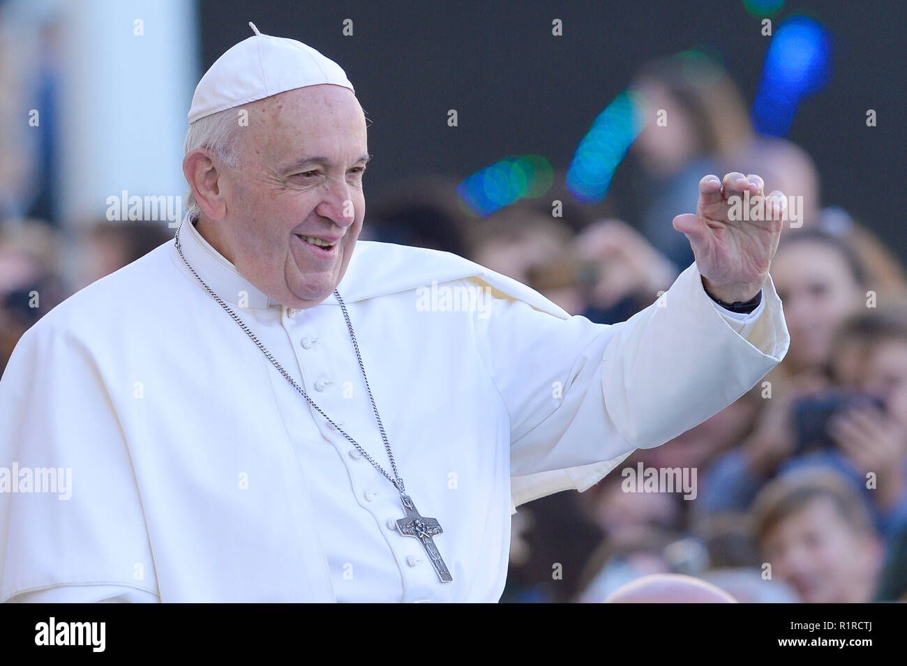Cité du Vatican, Vatican. 14Th Nov 2018. Le pape François au cours de son audience générale hebdomadaire le mercredi sur la Place Saint-Pierre, au Vatican le 14 novembre 2018 Crédit : Sylvia Je suis intéressé/Alamy Live News Banque D'Images
