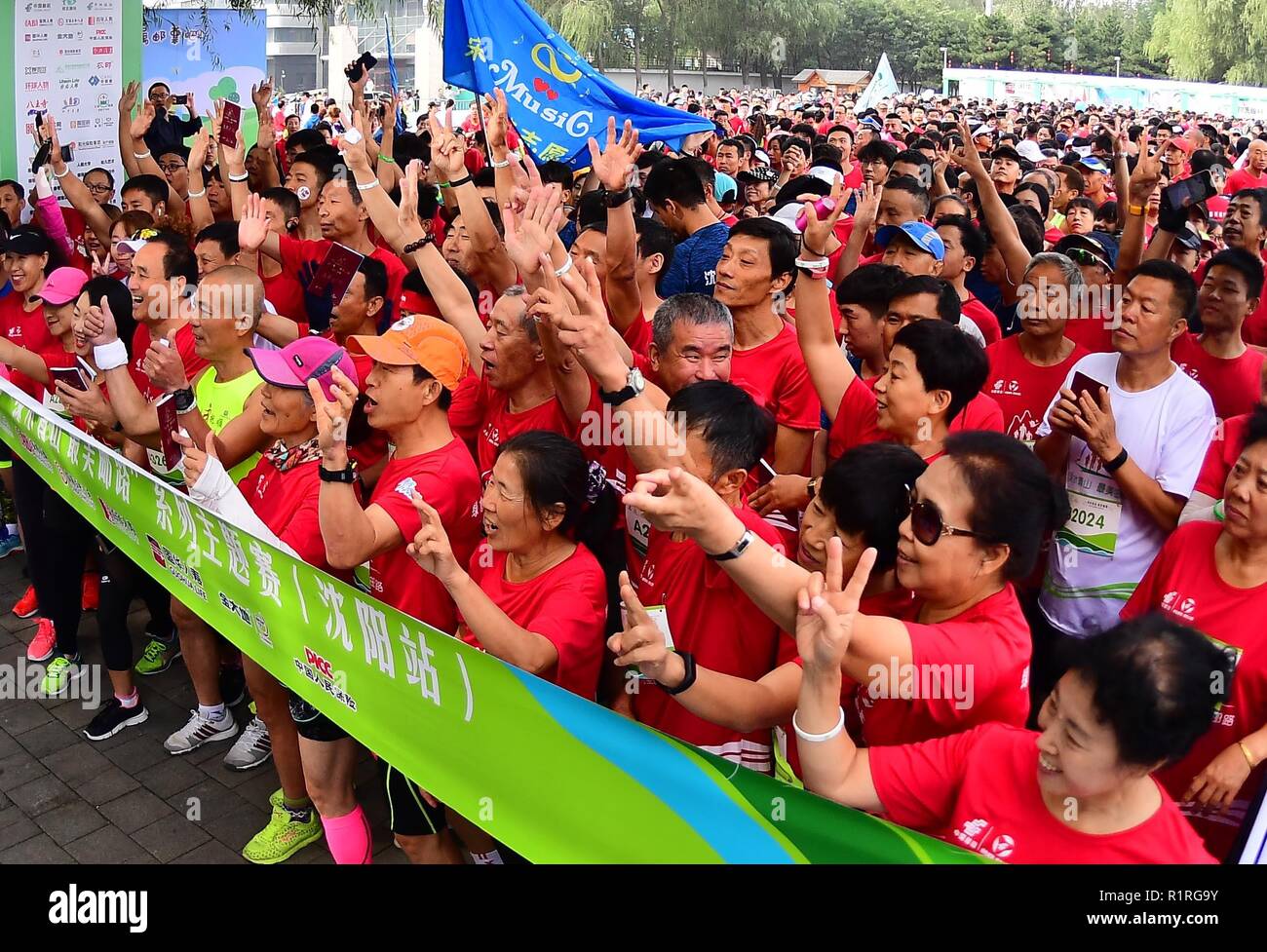 Shenyang, Shenyang, Chine. 14Th Nov, 2018. Shenyang, Chine-porteur portant les costumes de Spiderman, Hulk et Batman afficher au marathon qui s'est tenue à Shenyang, Liaoning Province du nord-est de la Chine. Crédit : SIPA Asie/ZUMA/Alamy Fil Live News Banque D'Images