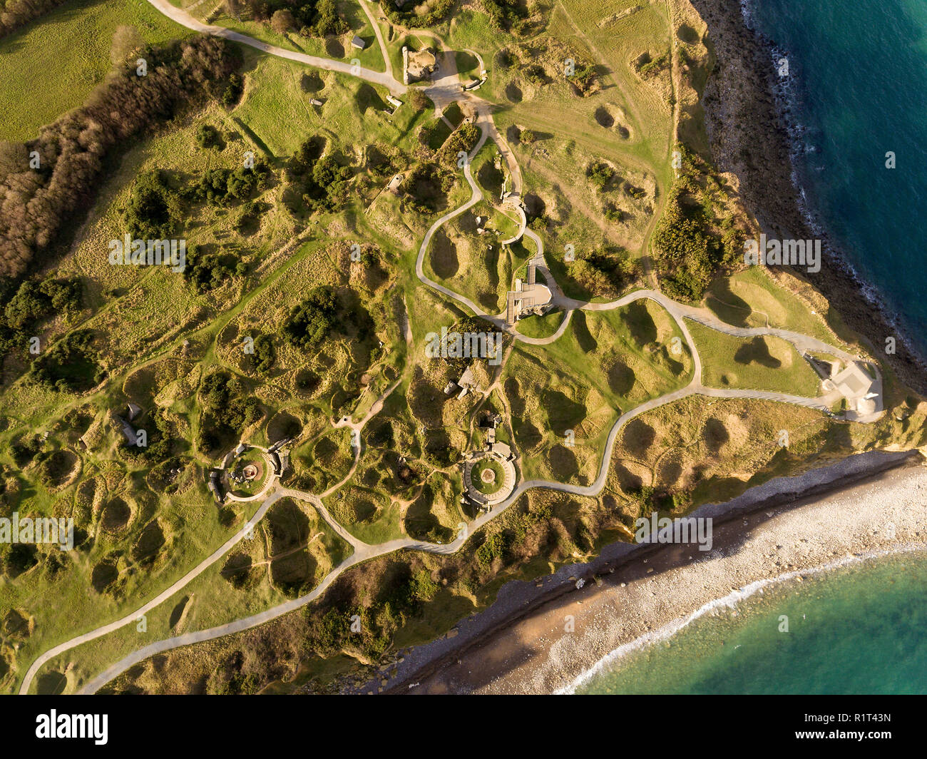 Monument de rangers, Pointe du Hoc, Omaha Beach memorial, Basse-normandie, France Banque D'Images