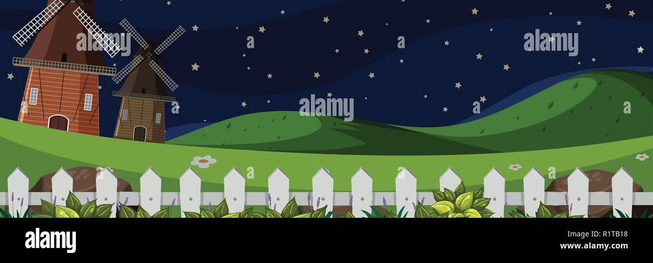 Paysage de nuit ferme larm illustration Illustration de Vecteur