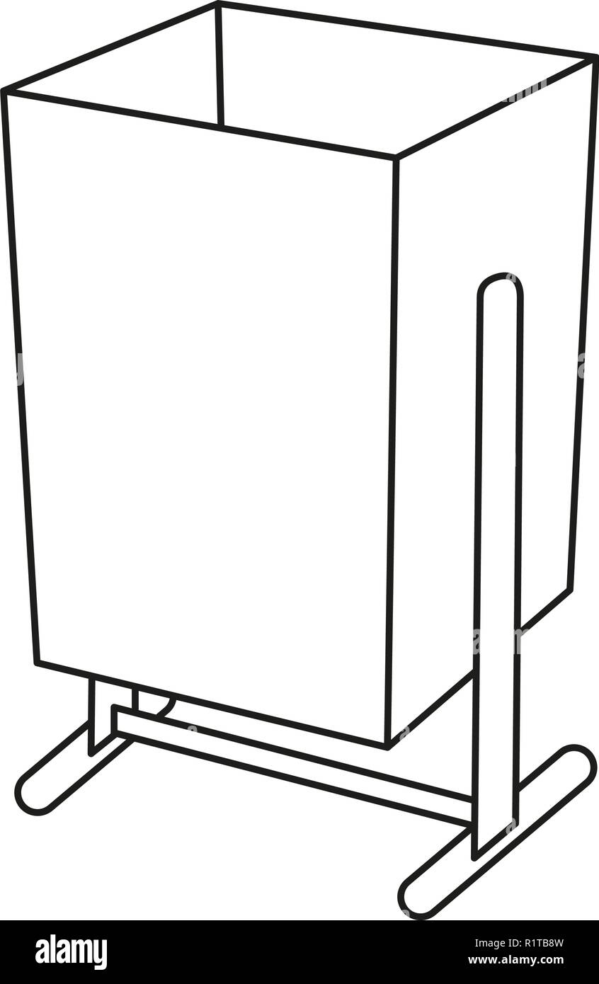 Les dessins au trait noir et blanc poubelle de rue Illustration de Vecteur