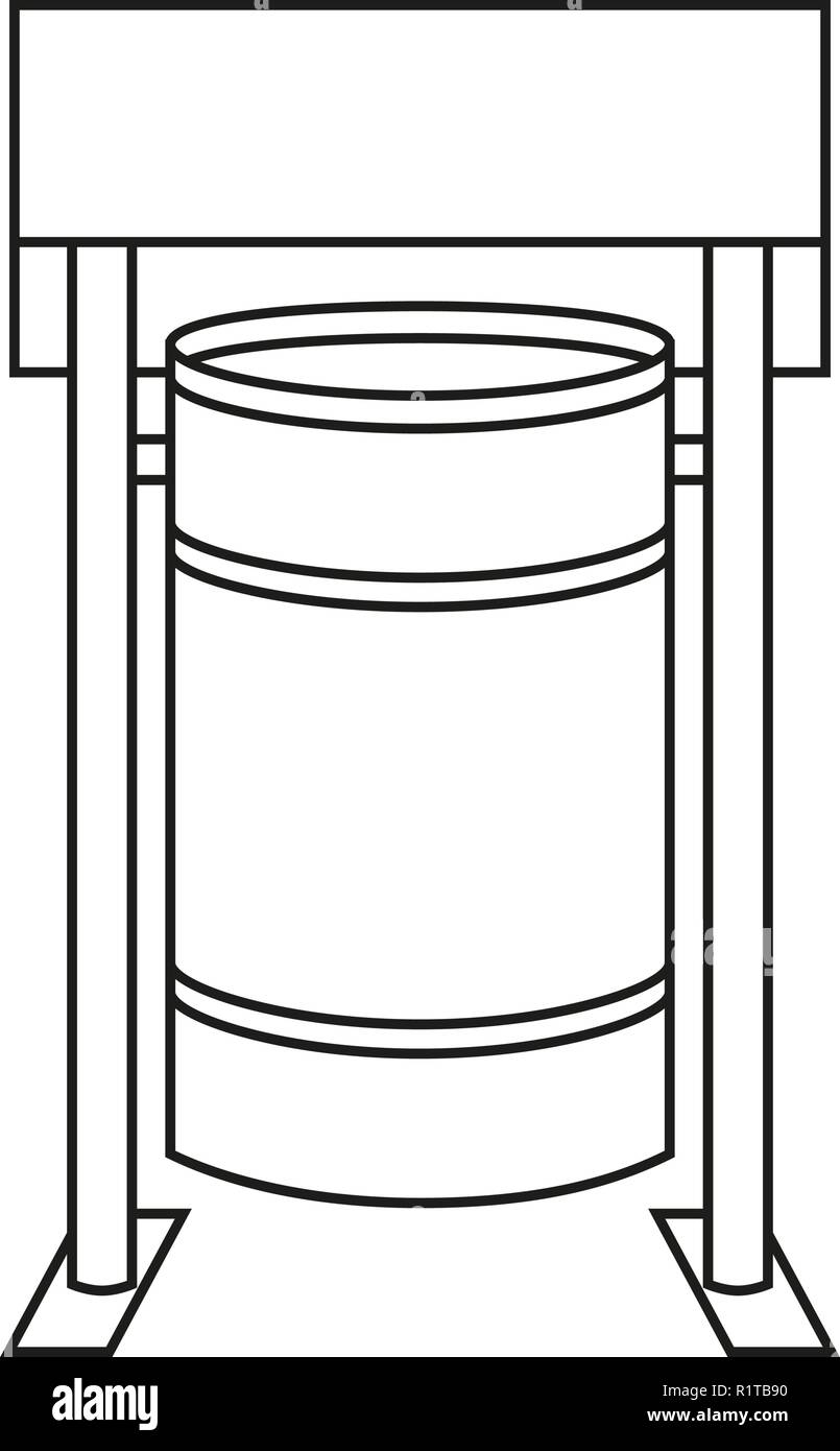 Les dessins au trait noir et blanc Street trash bin Illustration de Vecteur
