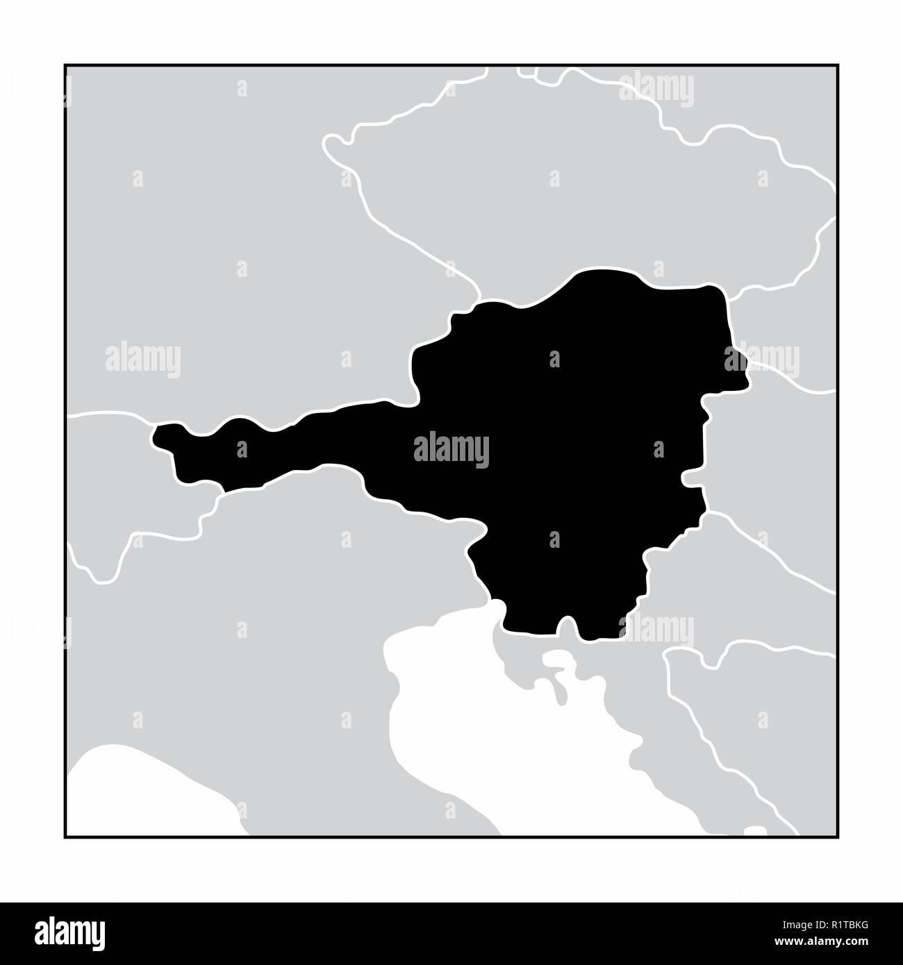 La silhouette sombre de l'Autriche carte dans le continent européen Illustration de Vecteur