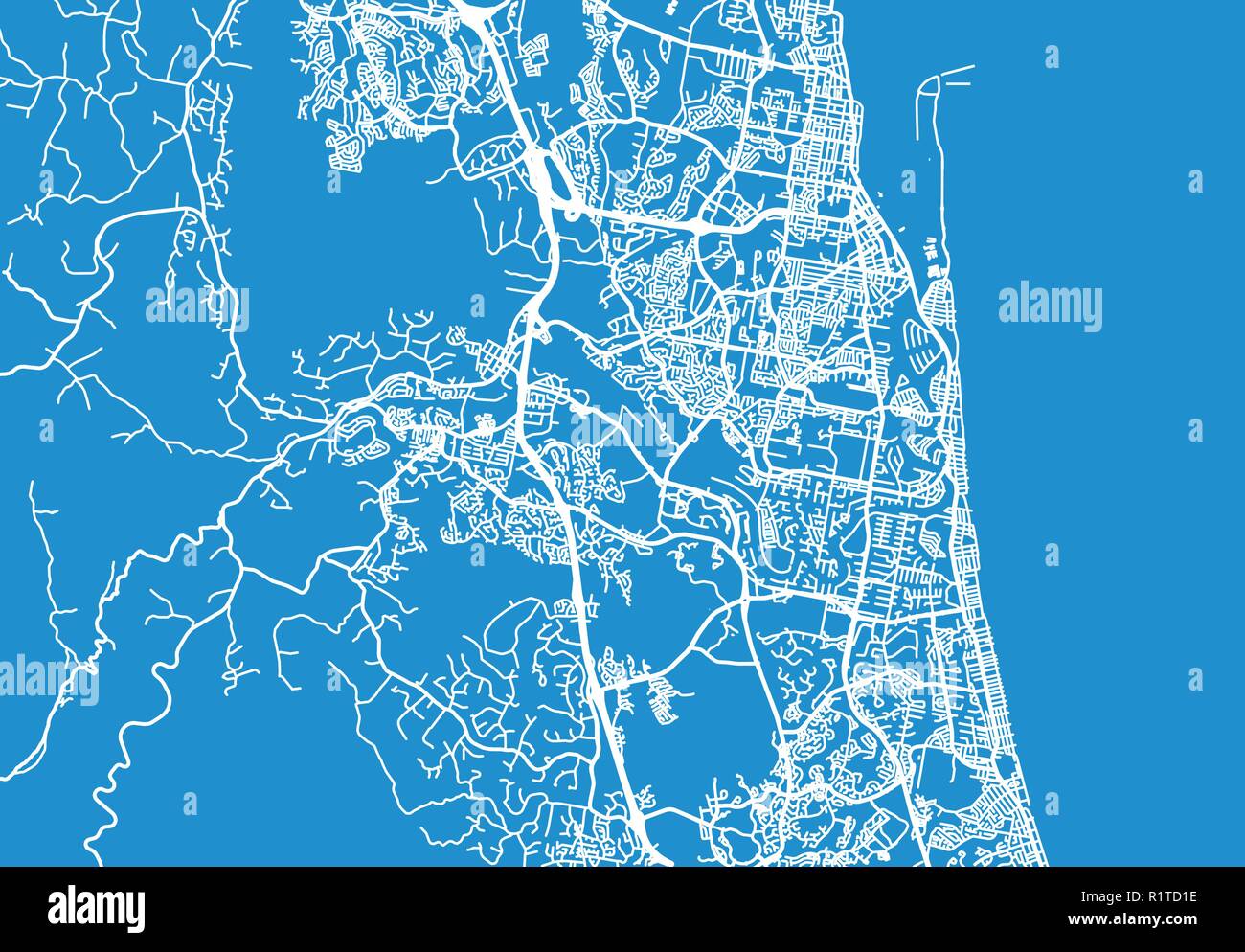 Vecteur urbain plan de la ville de Gold Coast, Australie Illustration de Vecteur