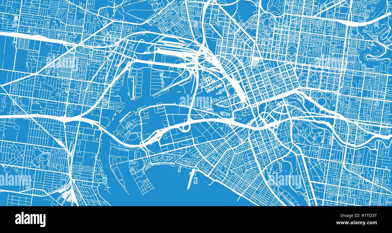 Vecteur urbain plan de la ville de Melbourne, Australie Illustration de Vecteur