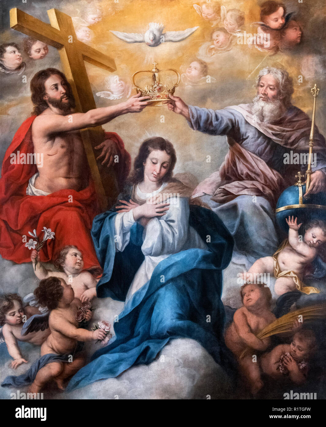 Couronnement de la Vierge par Jaun Ruiz Soriano (1701-1763) Banque D'Images