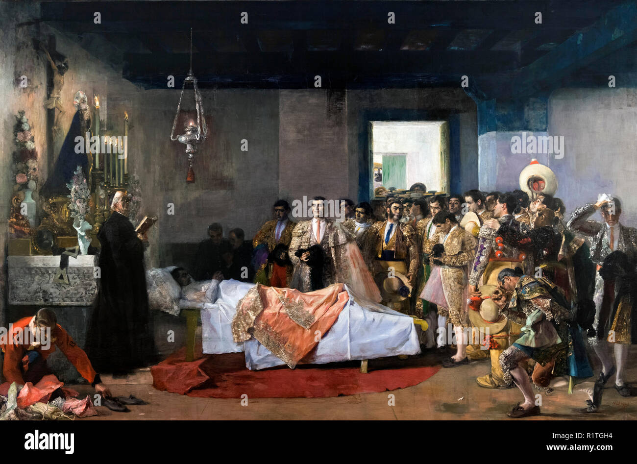La Muerte del Maestro (mort du maître) par Jose Villegas Cordero (1844-1921), c.1913 Banque D'Images