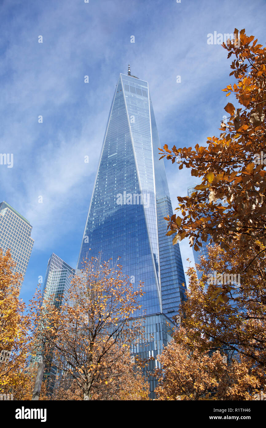 L'impressionnant nouveau WTC prises à partir du Parc de la liberté, à côté du mémorial du 11 septembre Banque D'Images