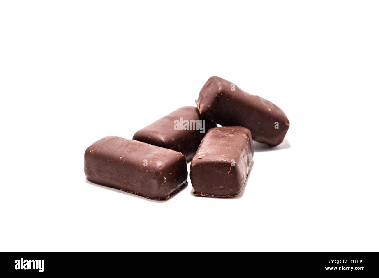 Confiseries au chocolat sur fond blanc close up 2018 Banque D'Images