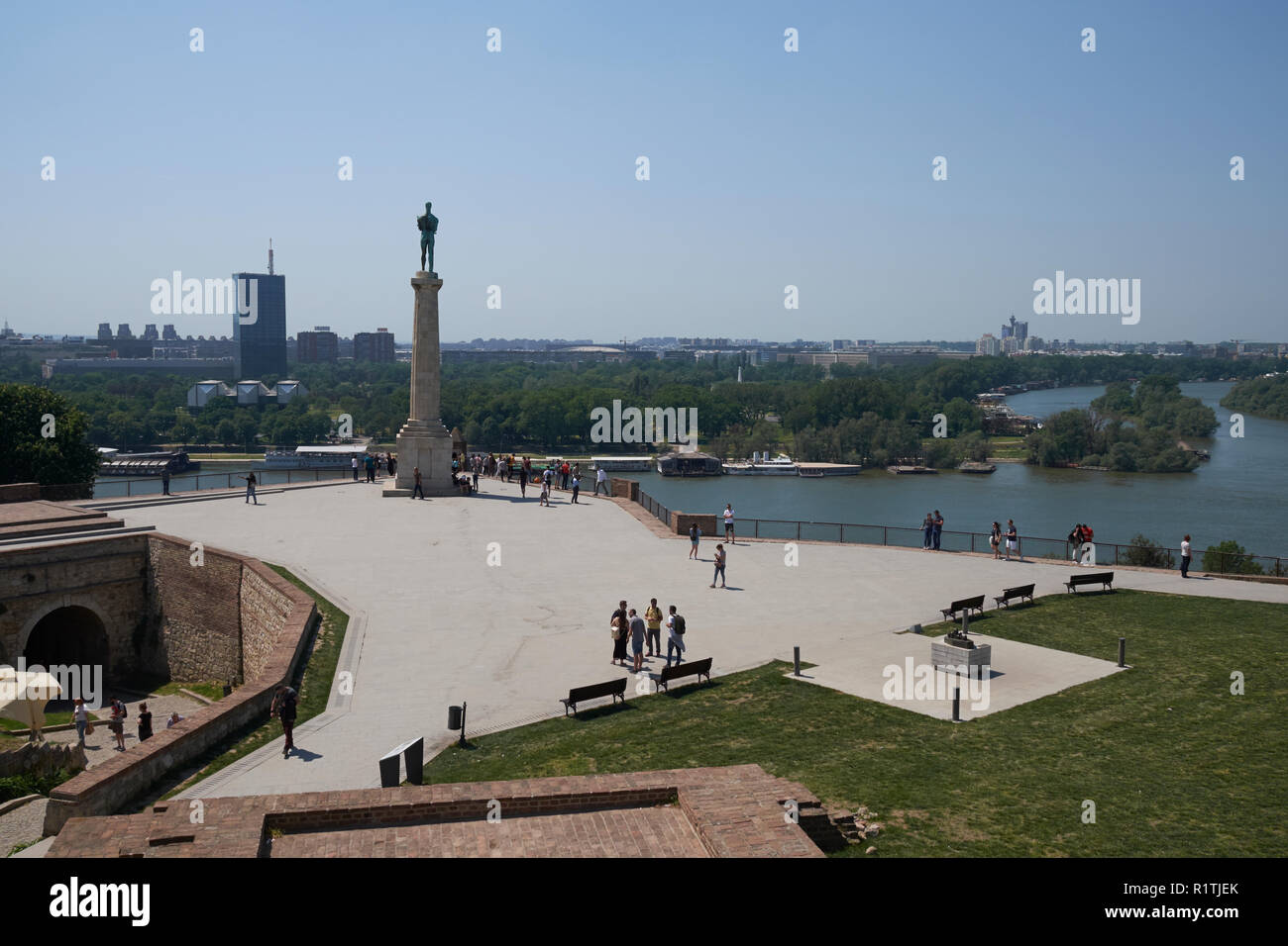 Le monument Victor (Pobednik), forteresse de Belgrade, parc de Kalemegdan, Belgrade, Serbie. Banque D'Images