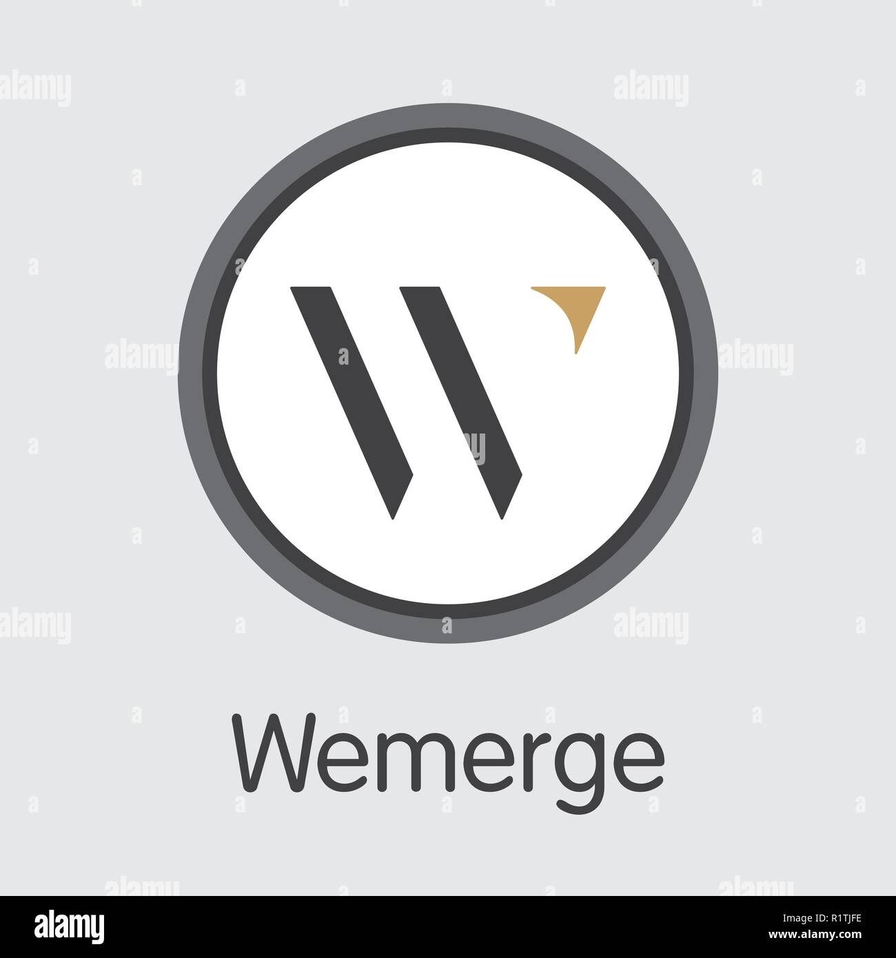 Wemerge - Devise cryptographique icône Vector Image de pièce. Illustration de Vecteur