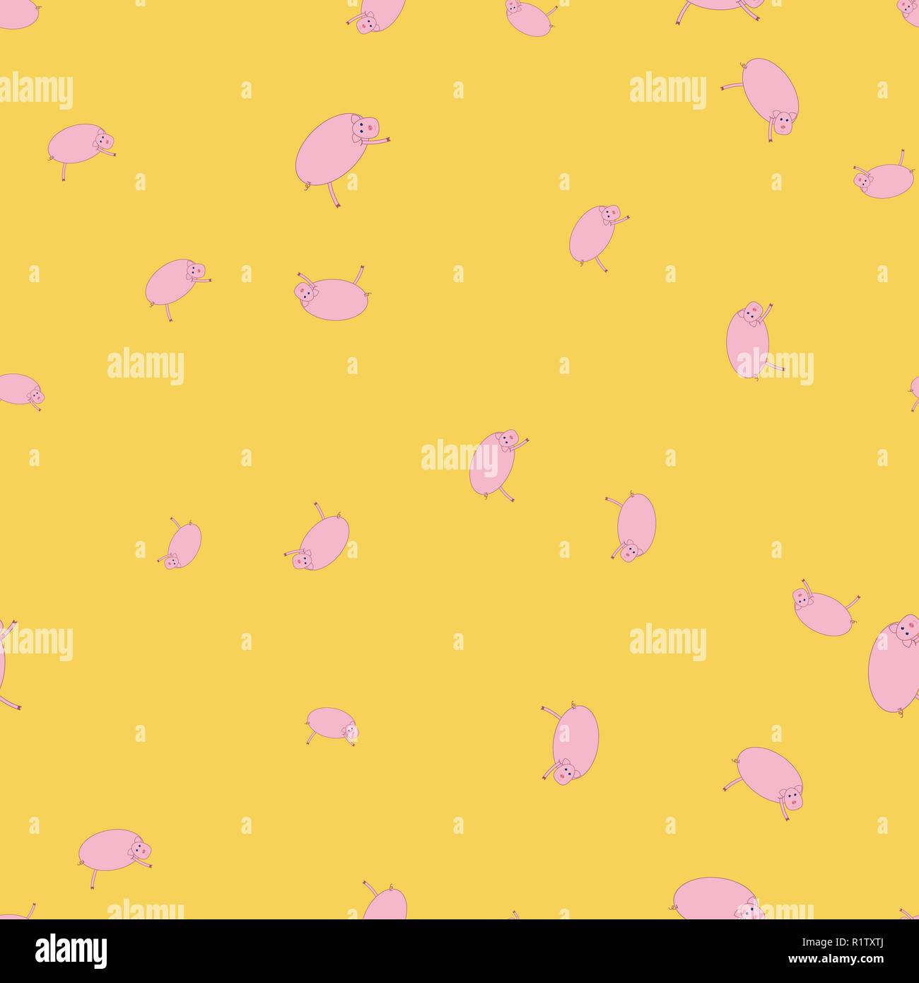 Modèle transparent avec des porcs dans Drôle de pose. Fond jaune. Illustration de Vecteur