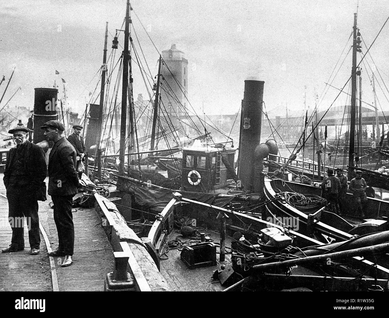 Fish Quay, North Shields début des années 1900 Banque D'Images