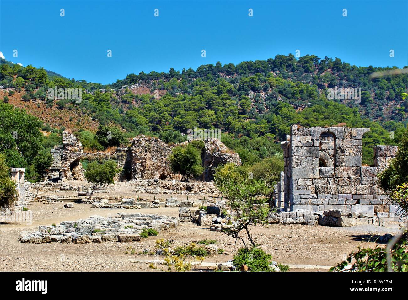 Les ruines de la ville antique de Kaunos, près de Dalyan, Turquie. Banque D'Images