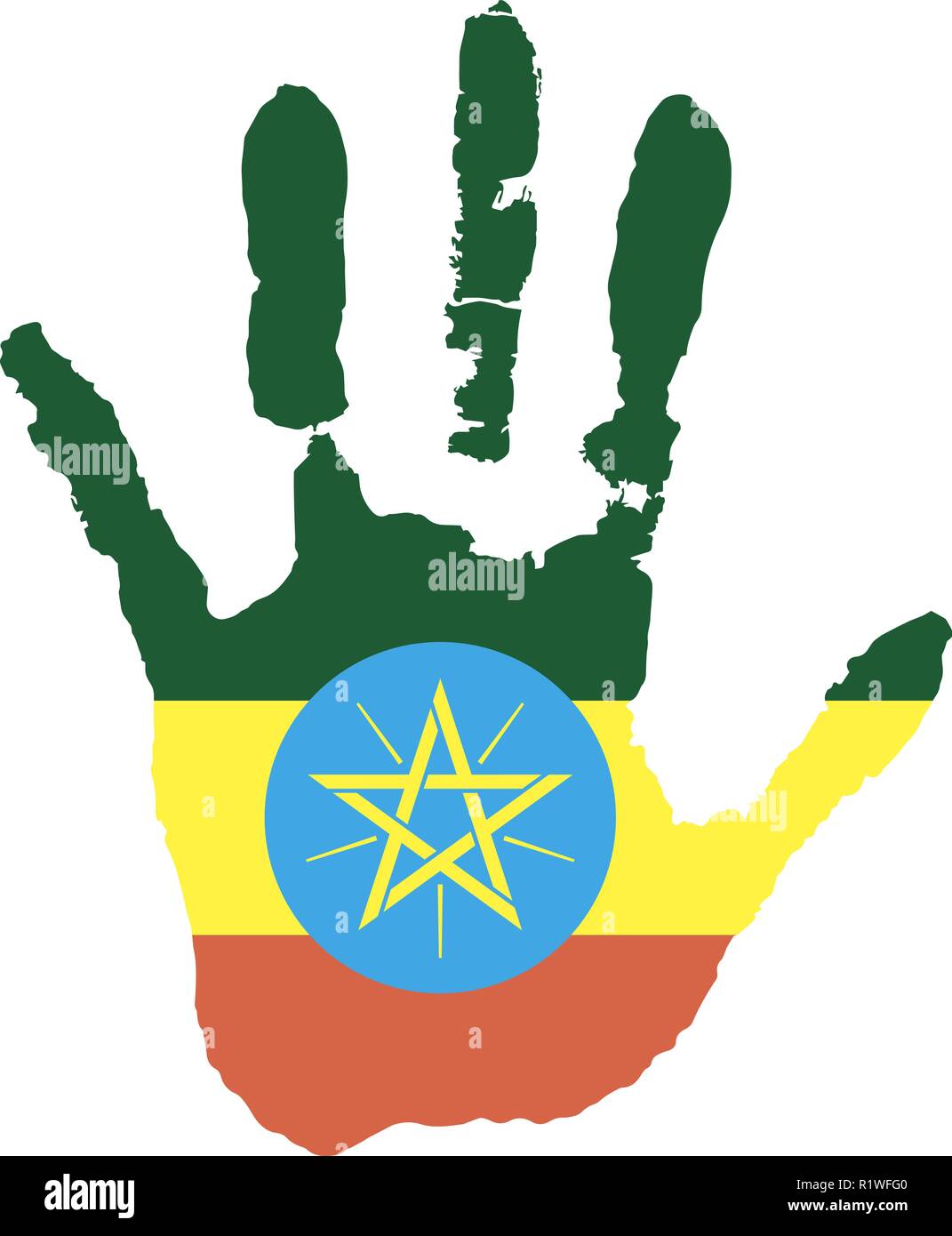 Vert Jaune Rouge Couleur Du Drapeau Vecteur Main Dans La