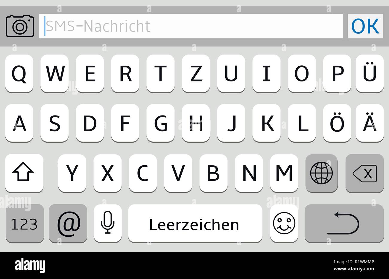 Clavier virtuel d'alphabet Allemagne Téléphone mobile Image Vectorielle  Stock - Alamy
