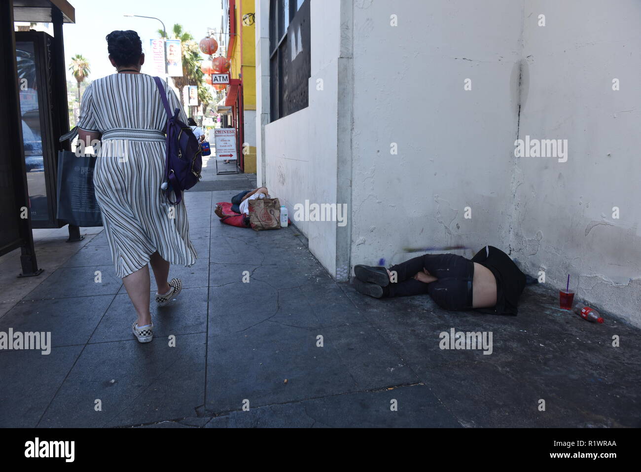 Los Angeles, USA - 29 juillet : les sans-abri dans les rues de Los Angeles, CA le 29 juillet 2018. Banque D'Images