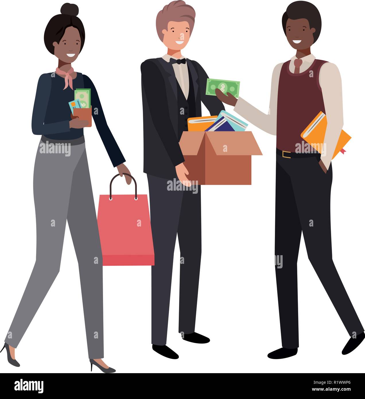 Les gens d'affaires du groupe avec l'élément Caractère avatar Illustration de Vecteur