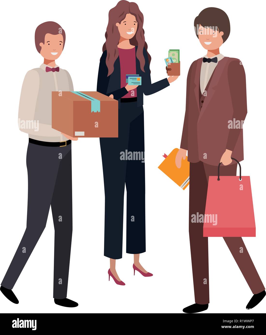 Les gens d'affaires du groupe avec l'élément Caractère avatar Illustration de Vecteur