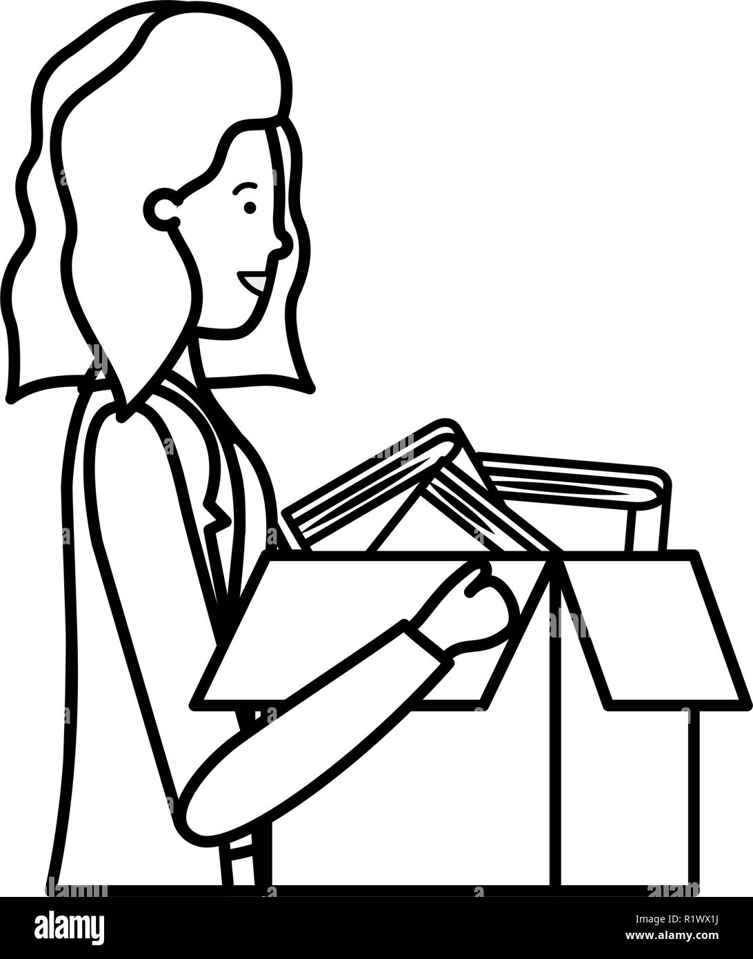 Jeune femme avec du carton fort caractère avatar Illustration de Vecteur