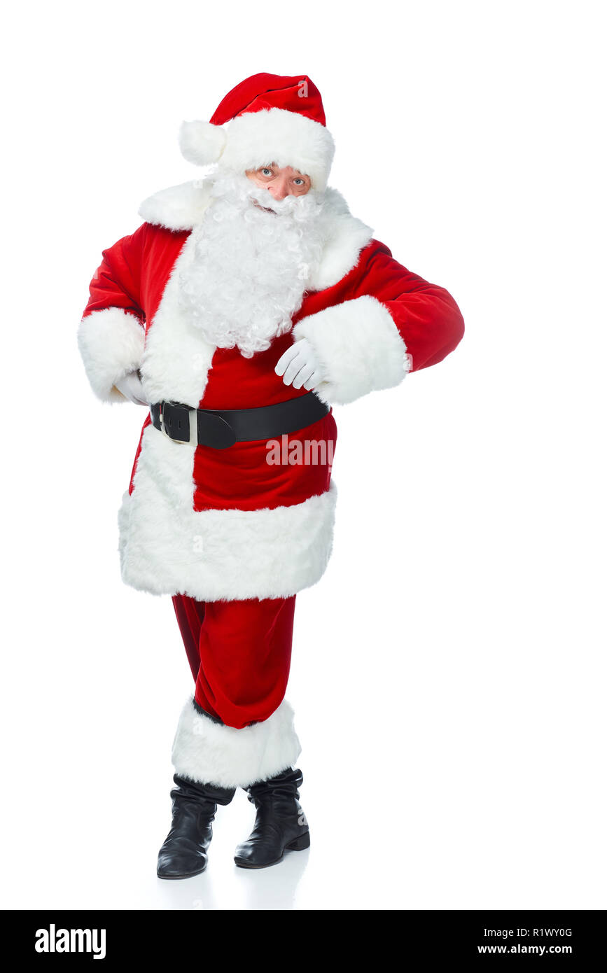 Happy santa claus posing à Noël isolated on white Banque D'Images