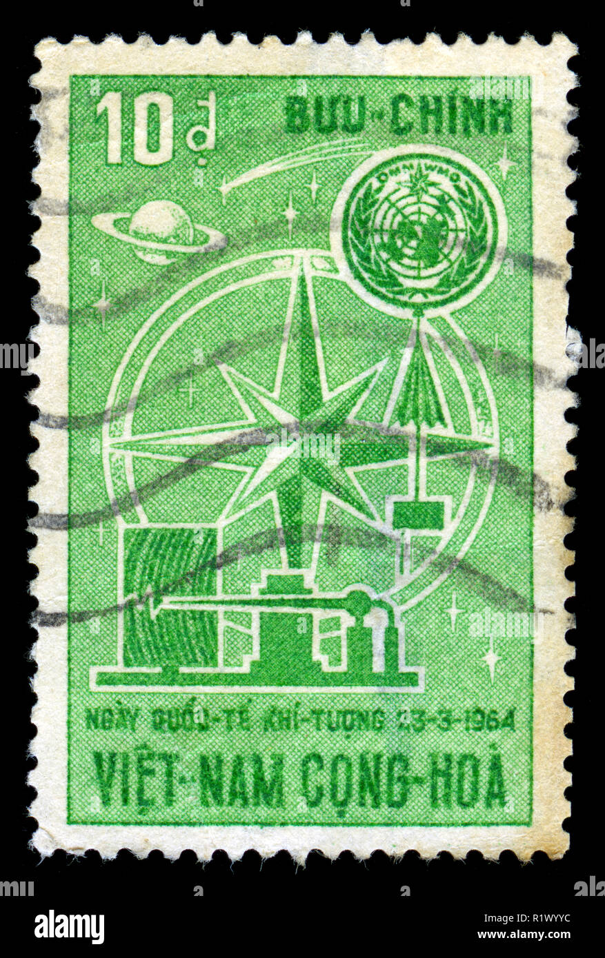 Timbre-poste de la République du Viêt Nam dans la 4ème Journée Mondiale de la météorologie série émise en 1964 Banque D'Images