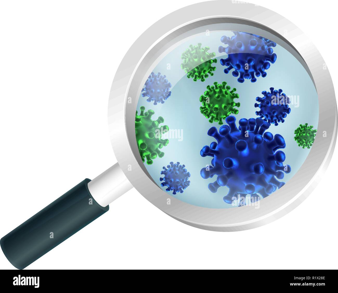 Les bactéries ou virus sous la loupe Illustration de Vecteur