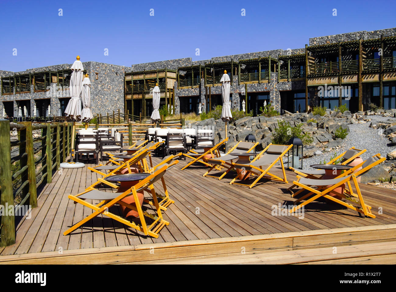 Alila resort à Jabal Akhdar Al Hajar en montagnes. Ce lieu est de 2000 mètres au-dessus du niveau de la mer. L'Oman. Banque D'Images