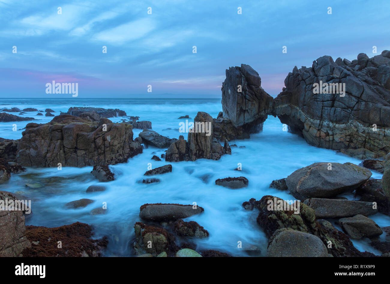 Au début de l'aube sur la côte de Californie à Monterey Peninsula, United States. Banque D'Images